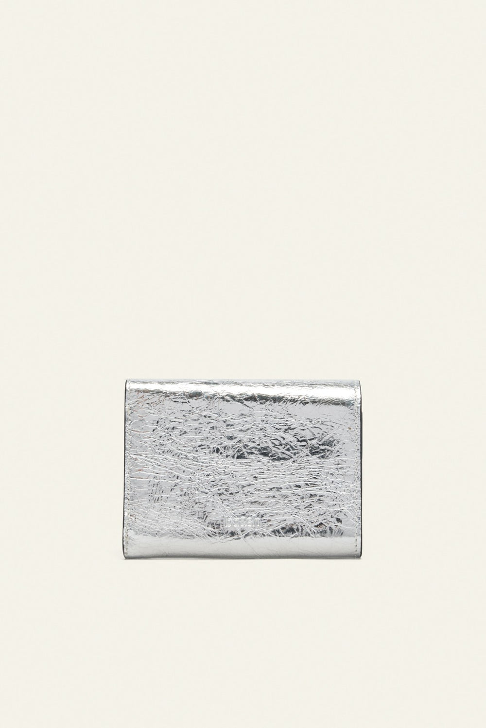Laminated Leather Card Holder Trifold Argent