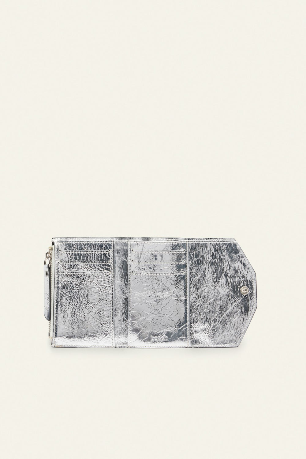 Laminated Leather Card Holder Trifold Argent