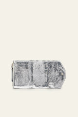 Laminated Leather Card Holder Trifold Argent
