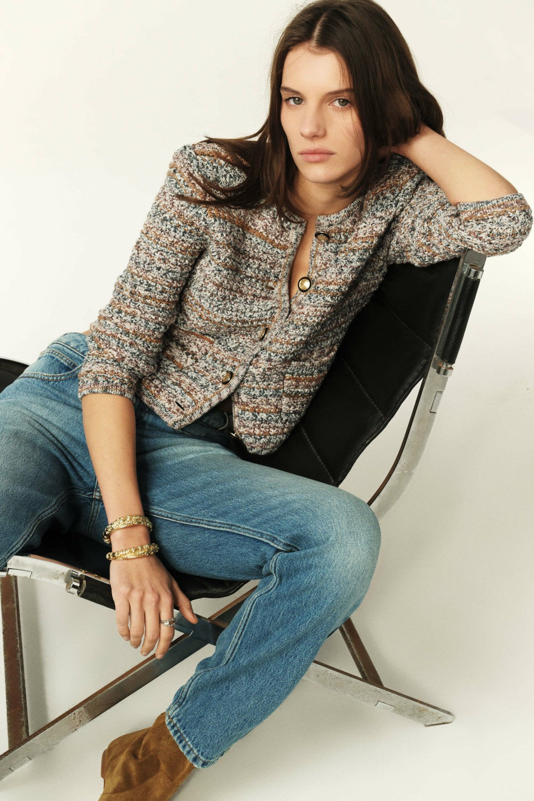 Long-Sleeved Cardigan Guspa Ecru