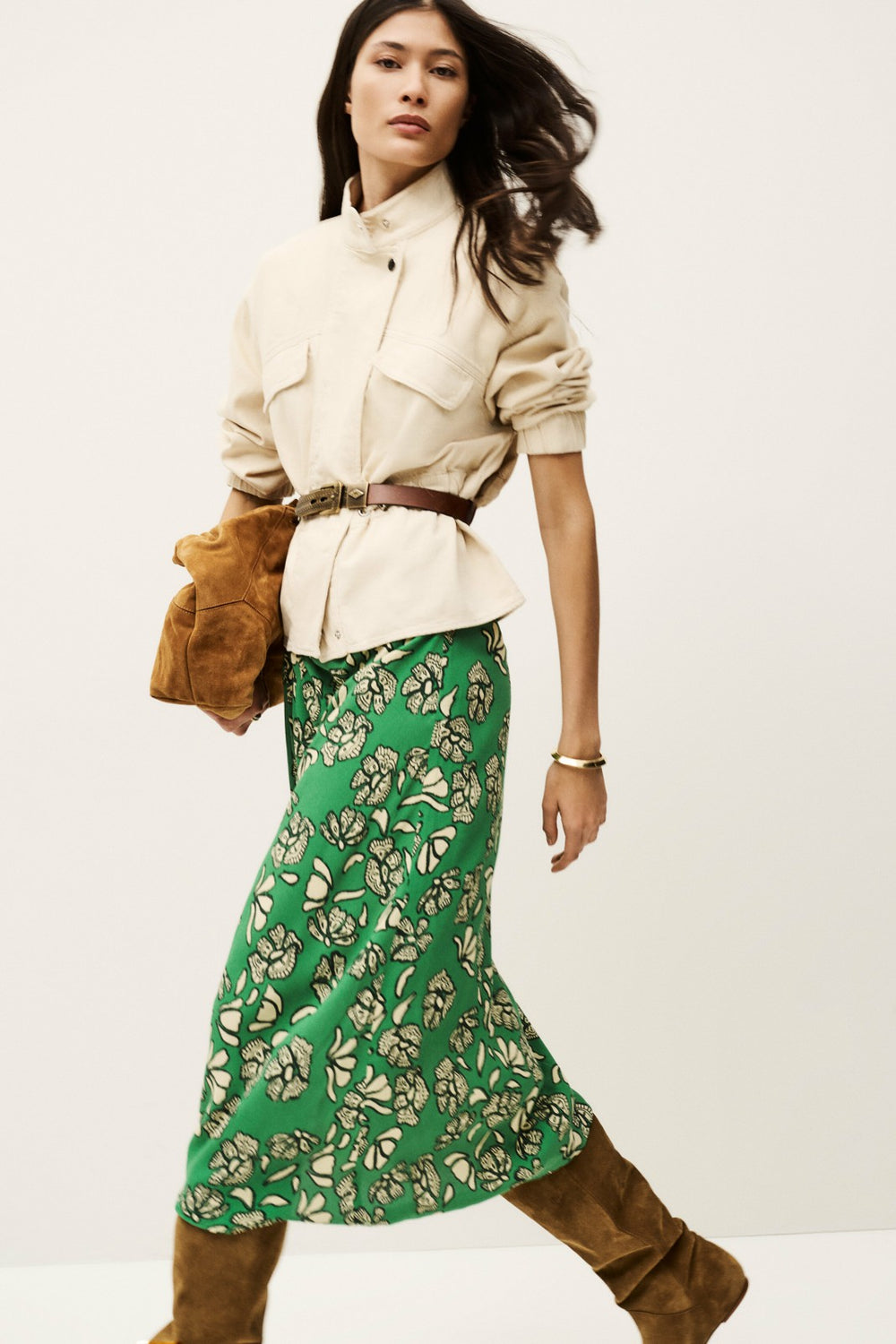 Flowing Midi Skirt Annie Vert