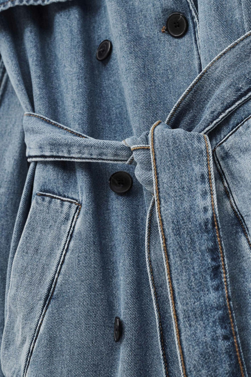 Long Denim Trench Coat Tresca Blue