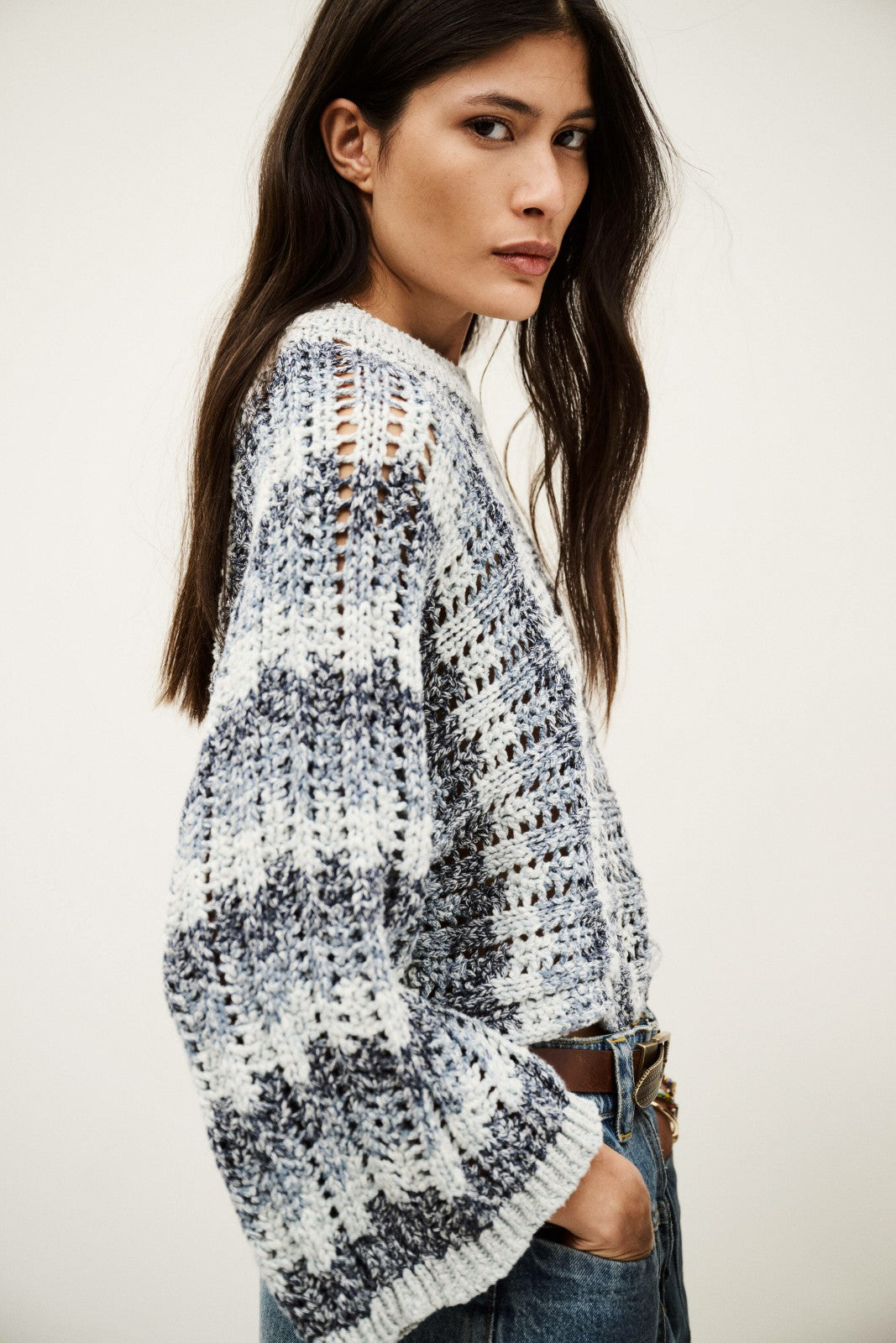 Long-Sleeved Pullover Strecy Blue