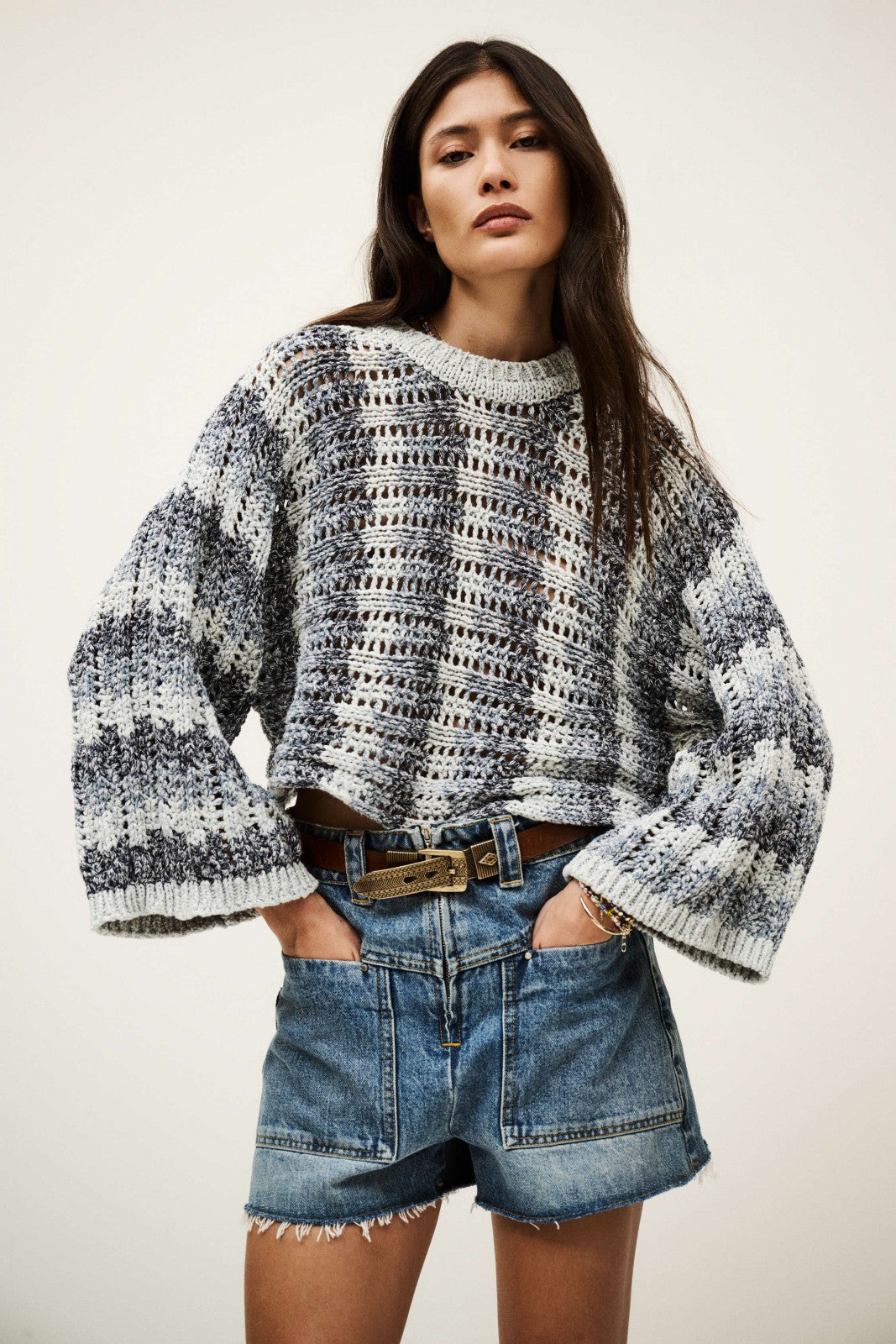 Long-Sleeved Pullover Strecy Blue