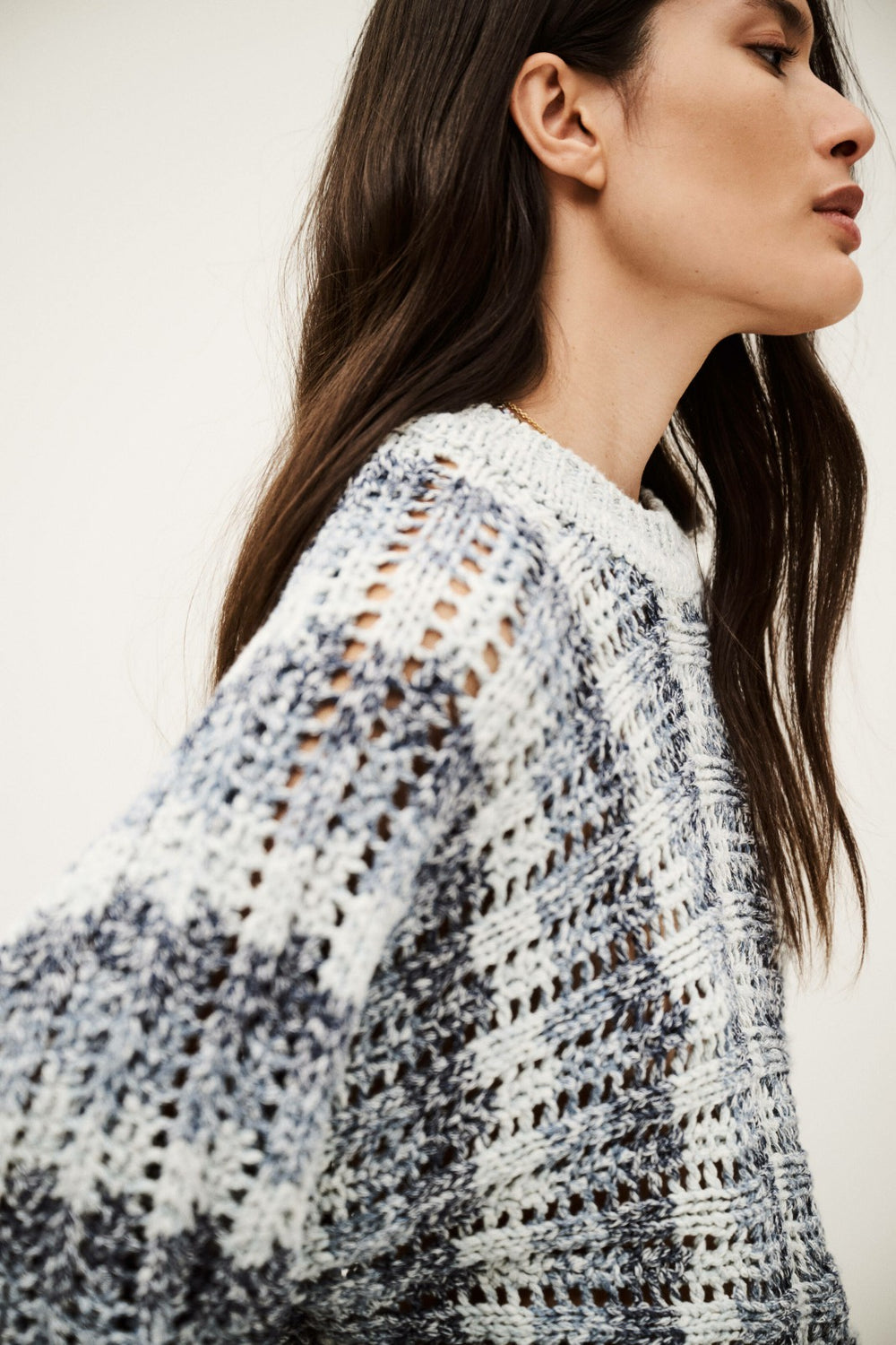 Long-Sleeved Pullover Strecy Blue
