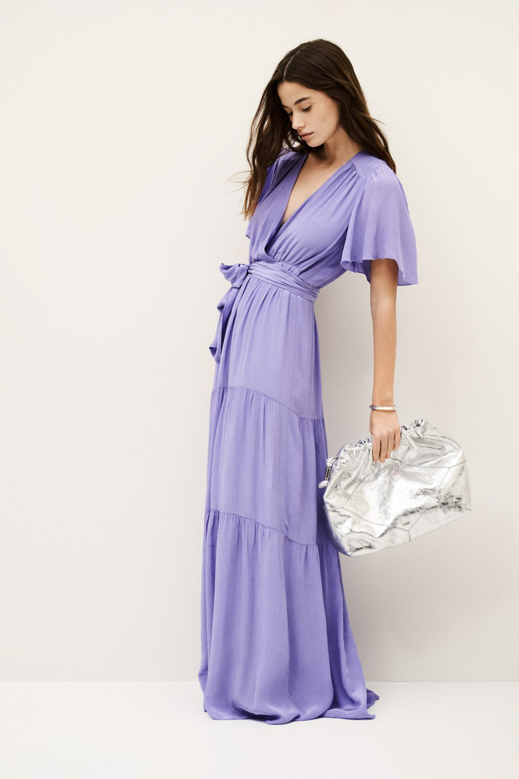 Long Pleated Dress Natalia Violet