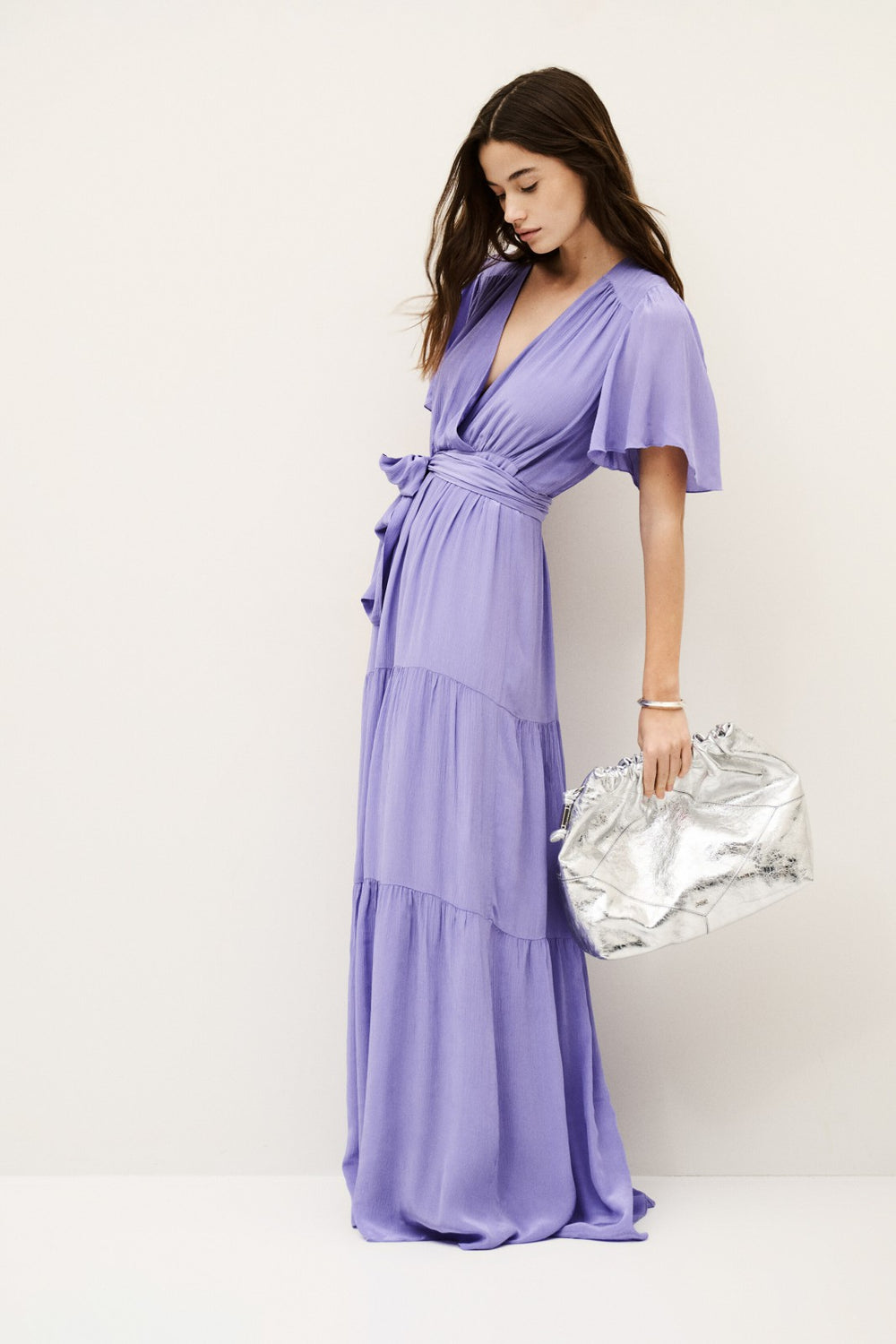 Long Pleated Dress Natalia Violet