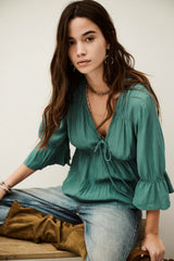 Three-Quarter Sleeve Blouse Hilda Vert