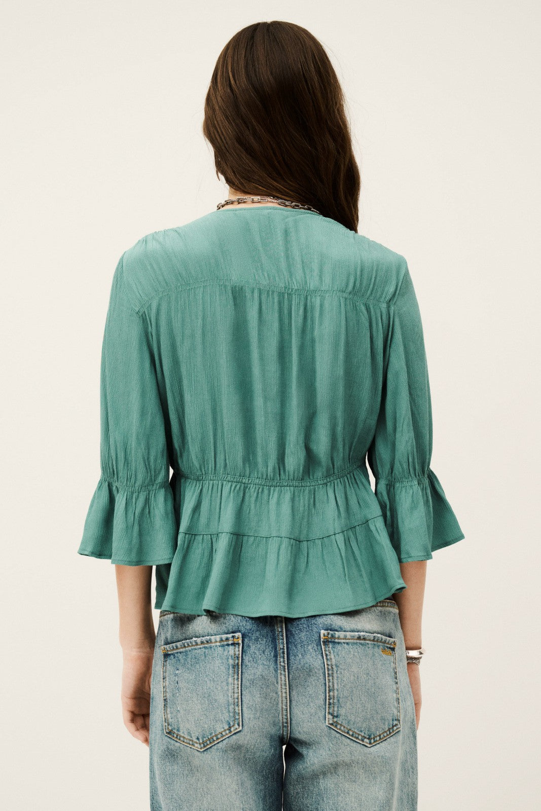 Three-Quarter Sleeve Blouse Hilda Vert