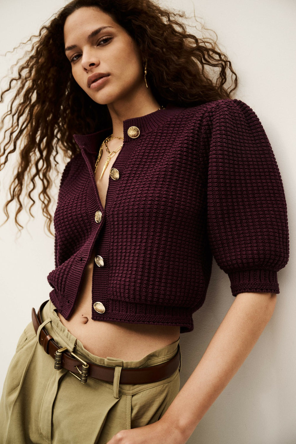 Buttoned Cardigan Garance Bordeaux