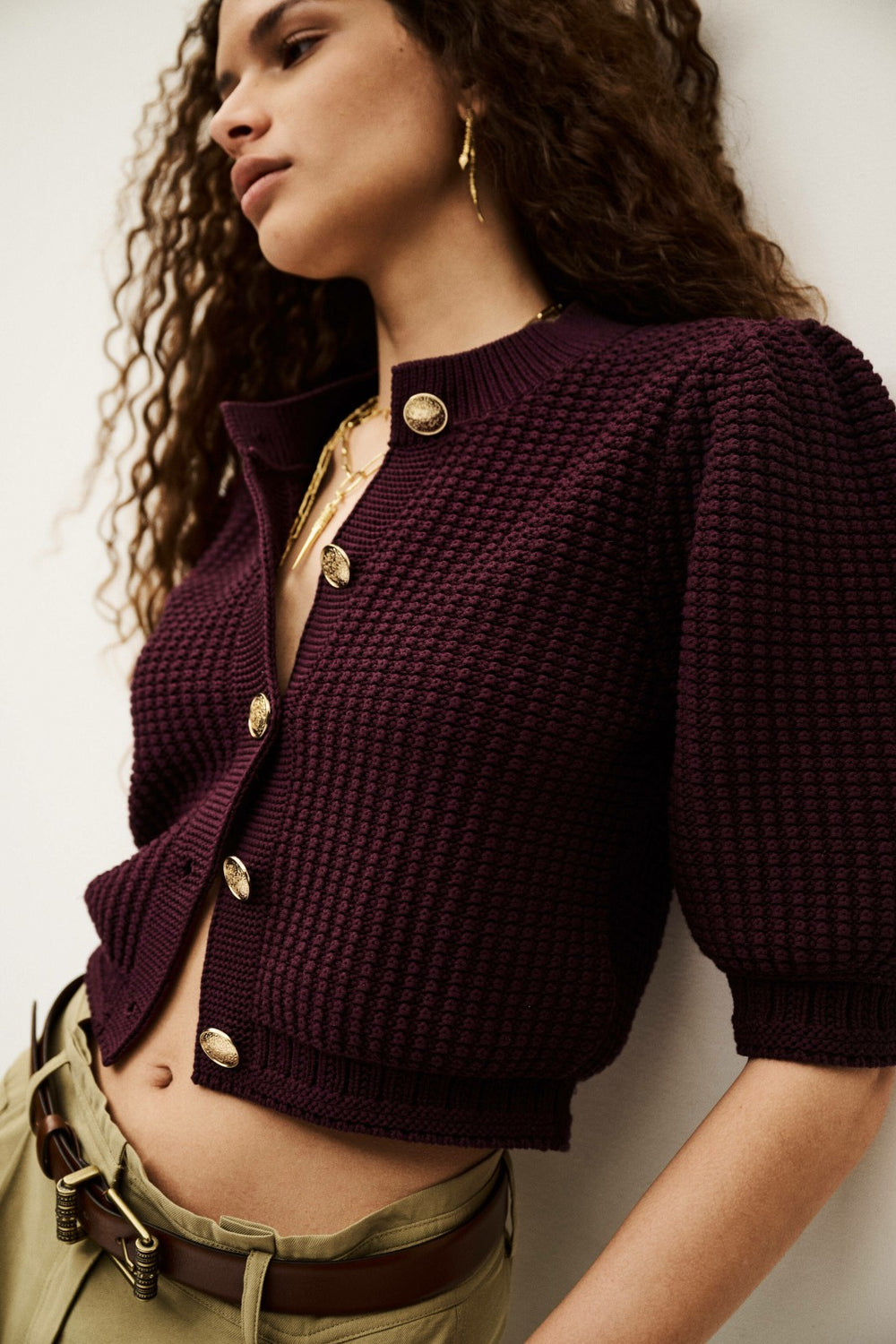 Buttoned Cardigan Garance Bordeaux