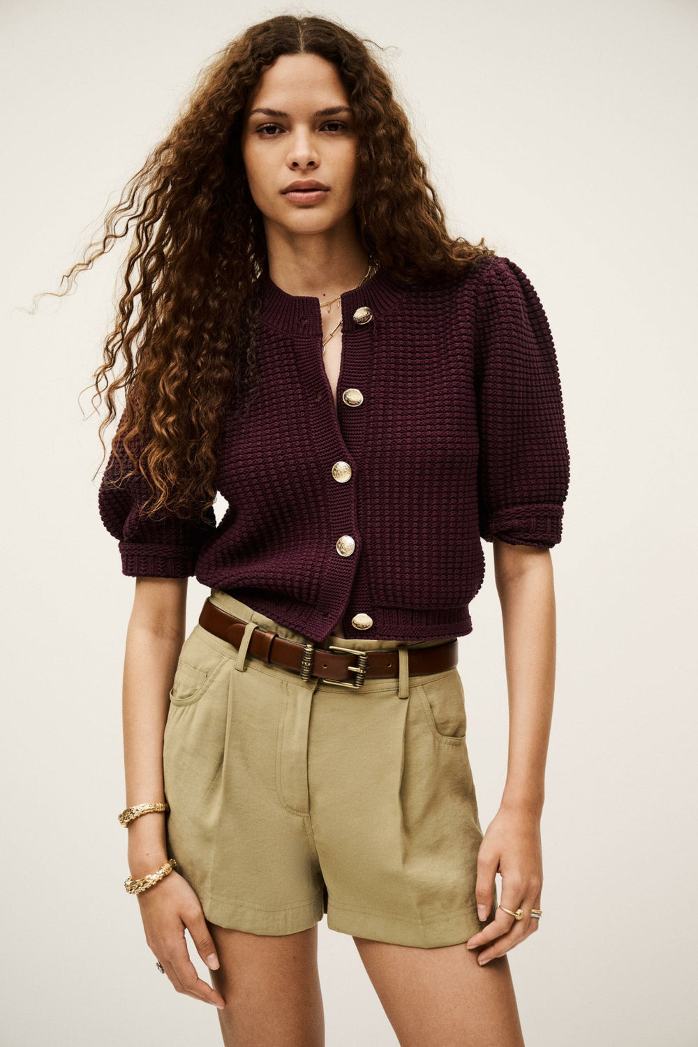 Buttoned Cardigan Garance Bordeaux