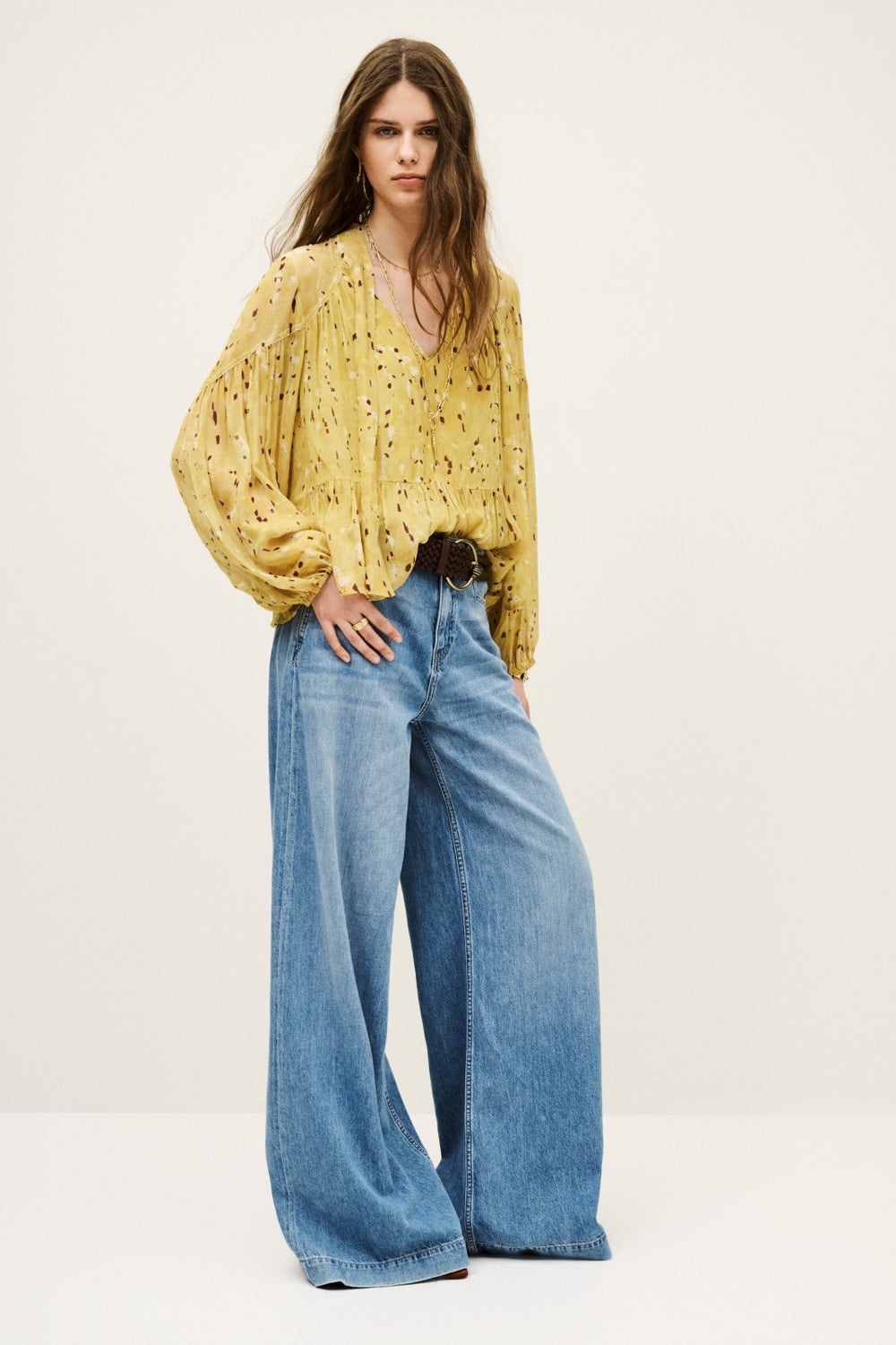 Long-Sleeved Blouse Blouse Jaune