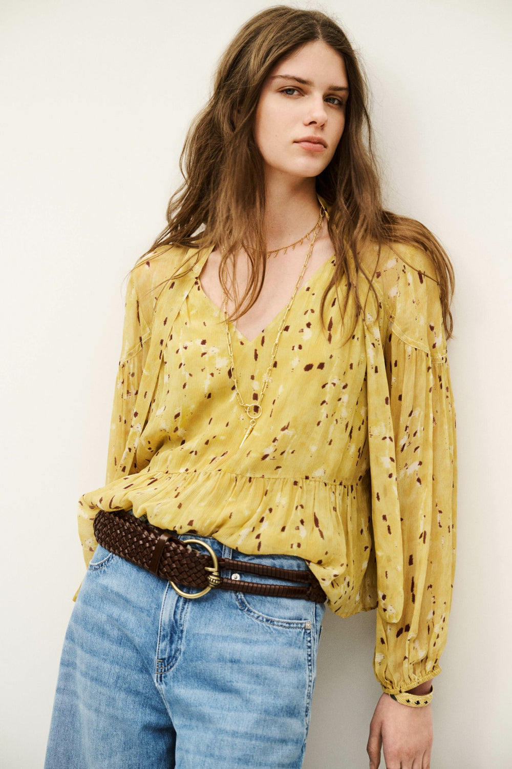 Long-Sleeved Blouse Blouse Jaune