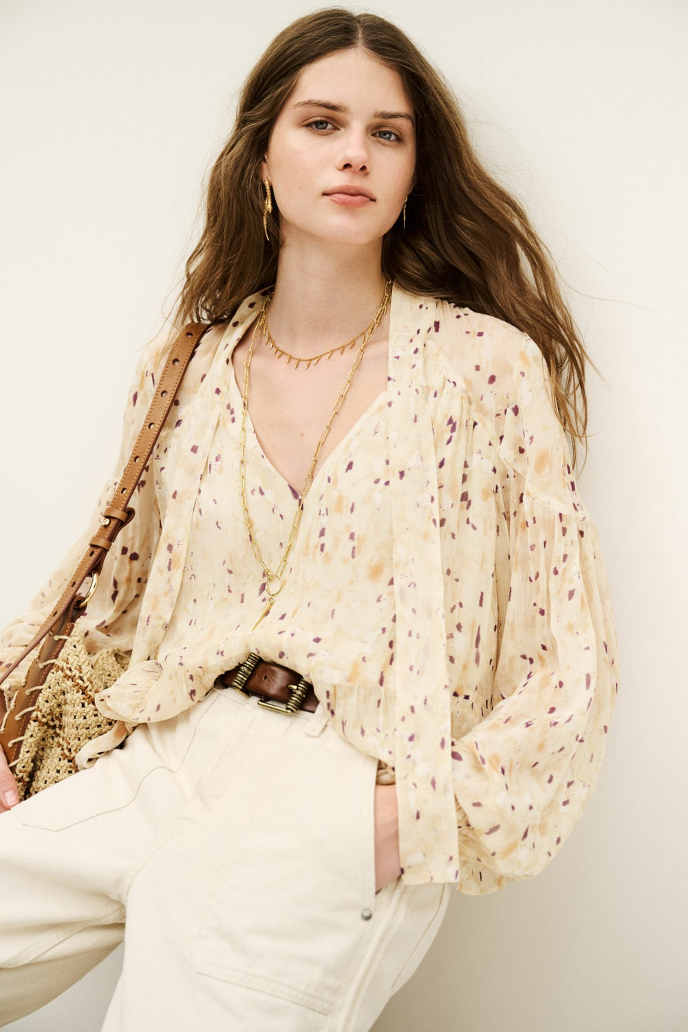 Long-Sleeved Blouse Blouse Ecru