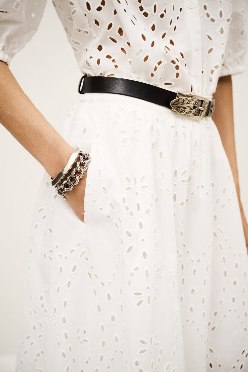 Embroisered Flared Skirt Bela Ecru