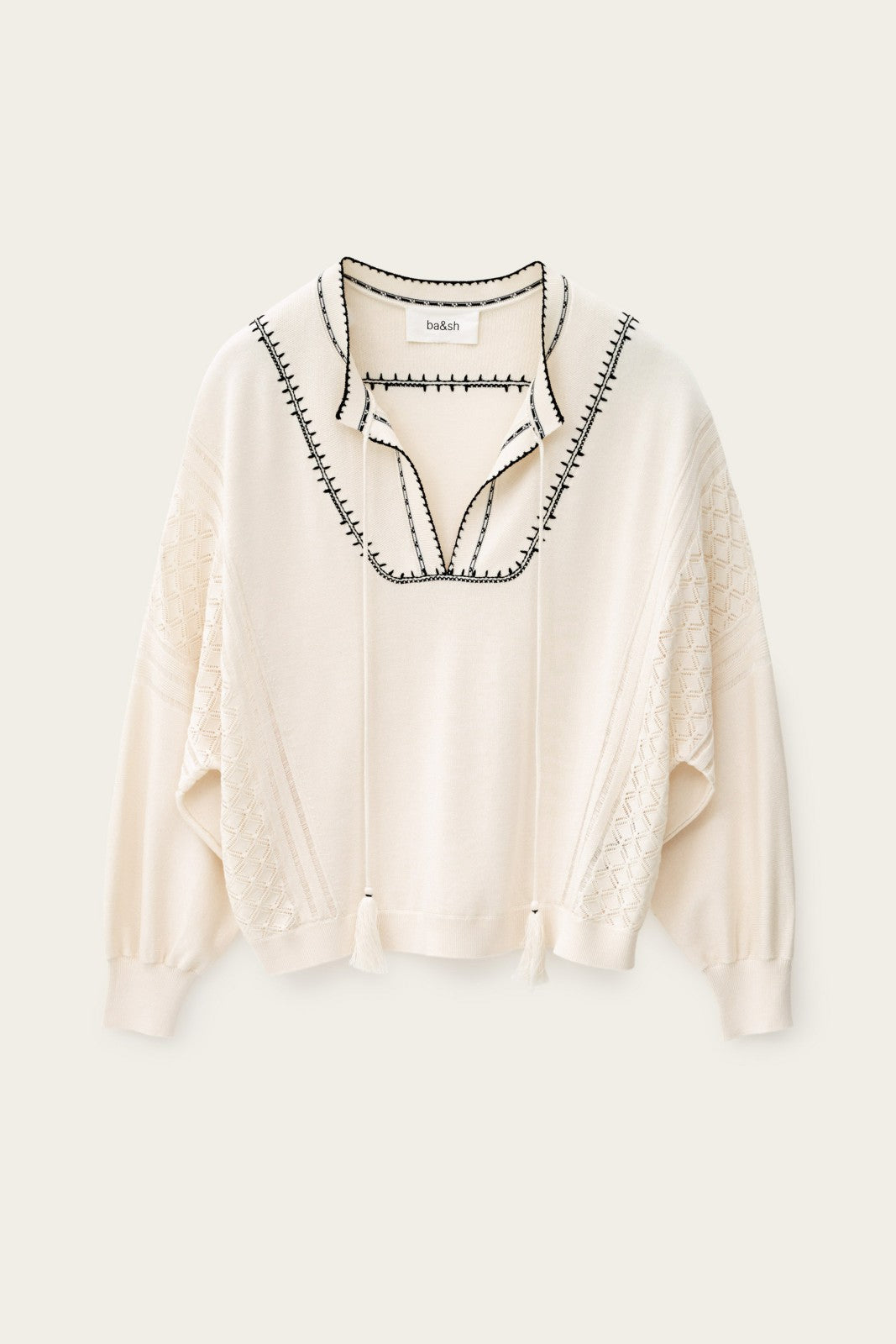 Oversized Embroidered Jumper Bausca Ecru