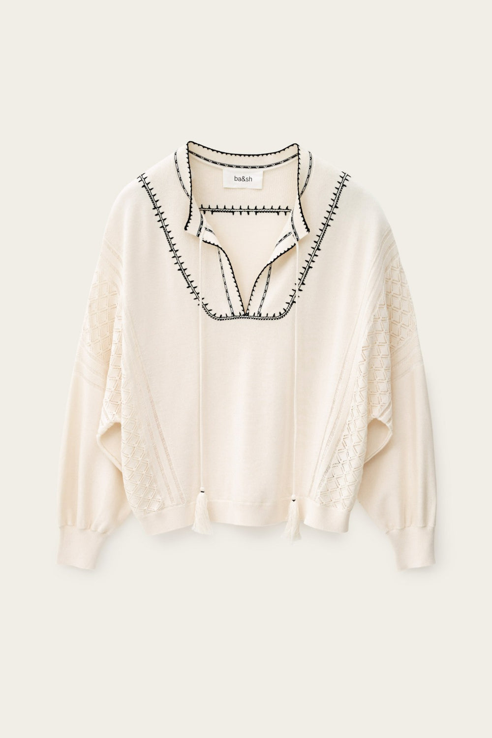 Oversized Embroidered Jumper Bausca Ecru