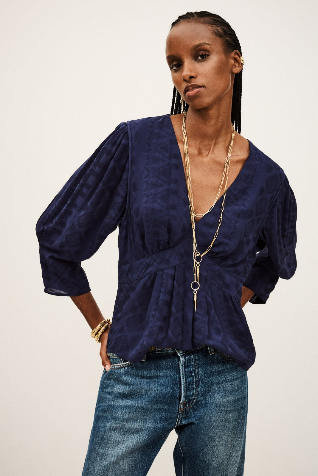 Blouse Shape Top Idol Blue