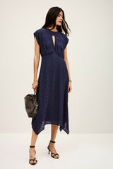 Asymmetric Midi Dress Inaia Blue