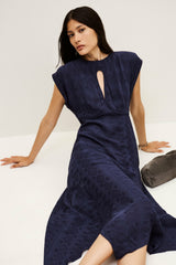 Asymmetric Midi Dress Inaia Blue