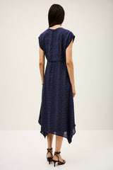 Asymmetric Midi Dress Inaia Blue