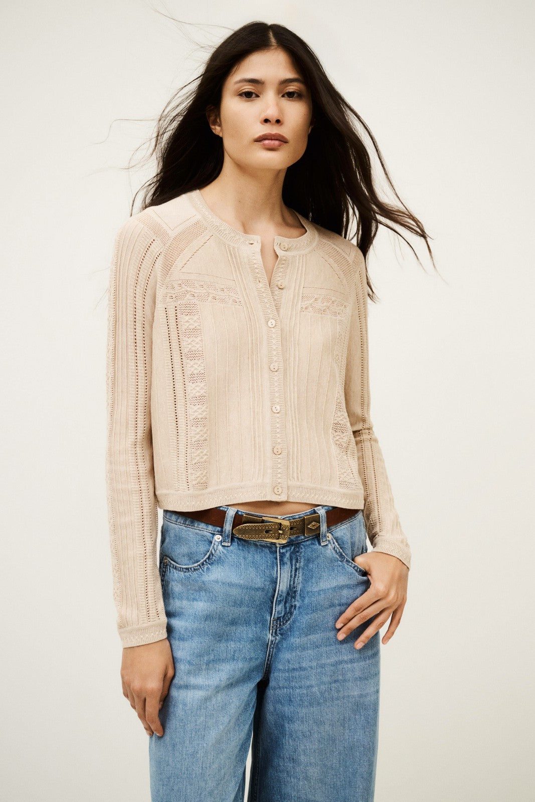 Round-Neck Cardigan Puria Beige