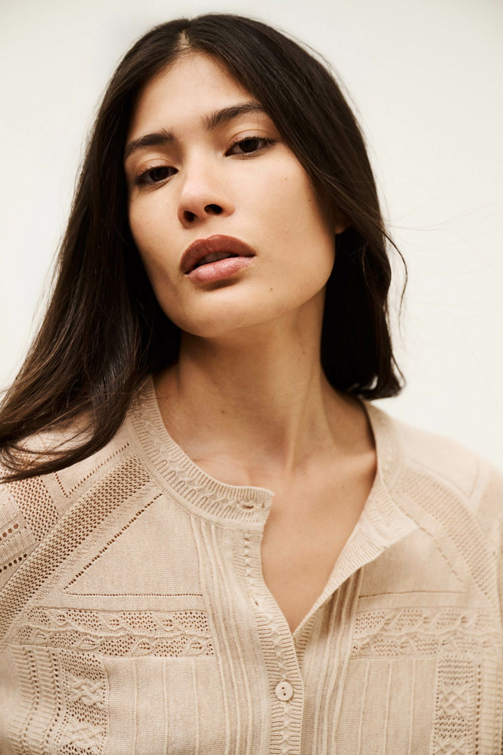 Round-Neck Cardigan Puria Beige
