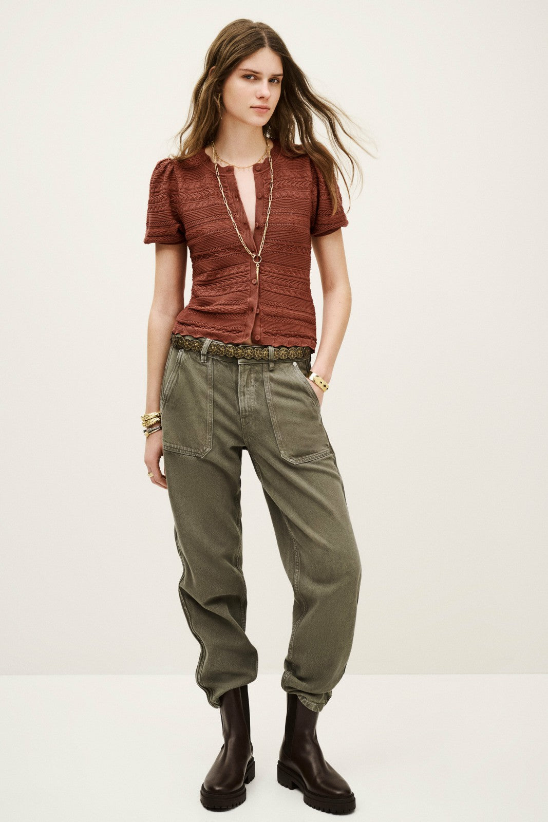 Short-Sleeved Cardigan Vinat Marron