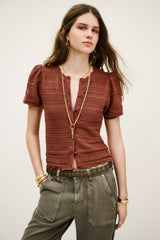 Short-Sleeved Cardigan Vinat Marron
