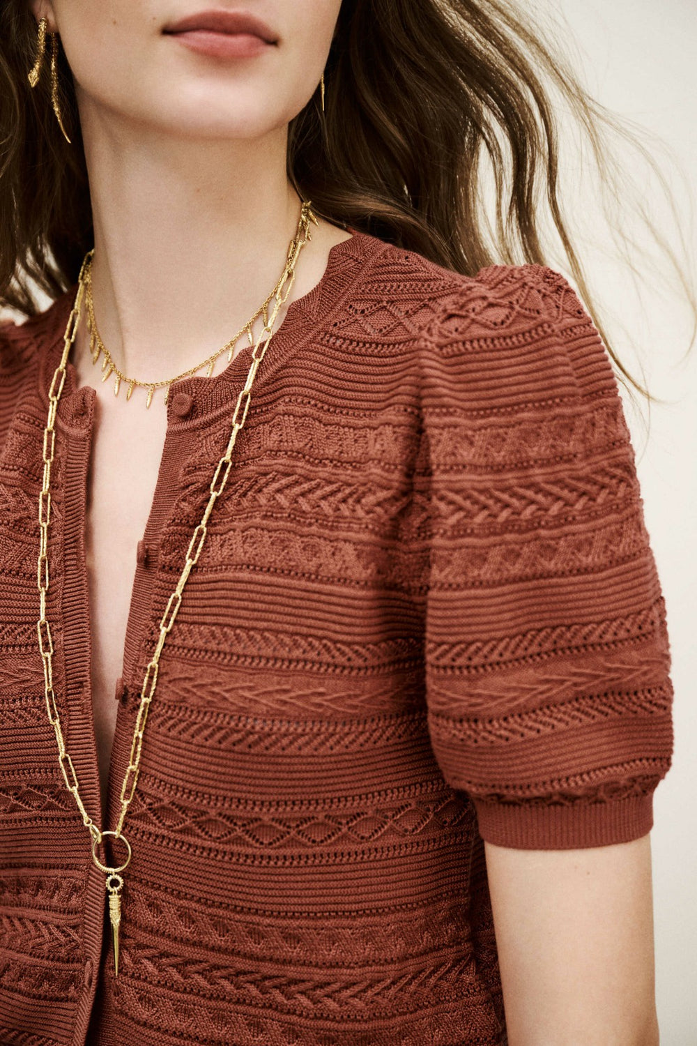 Short-Sleeved Cardigan Vinat Marron