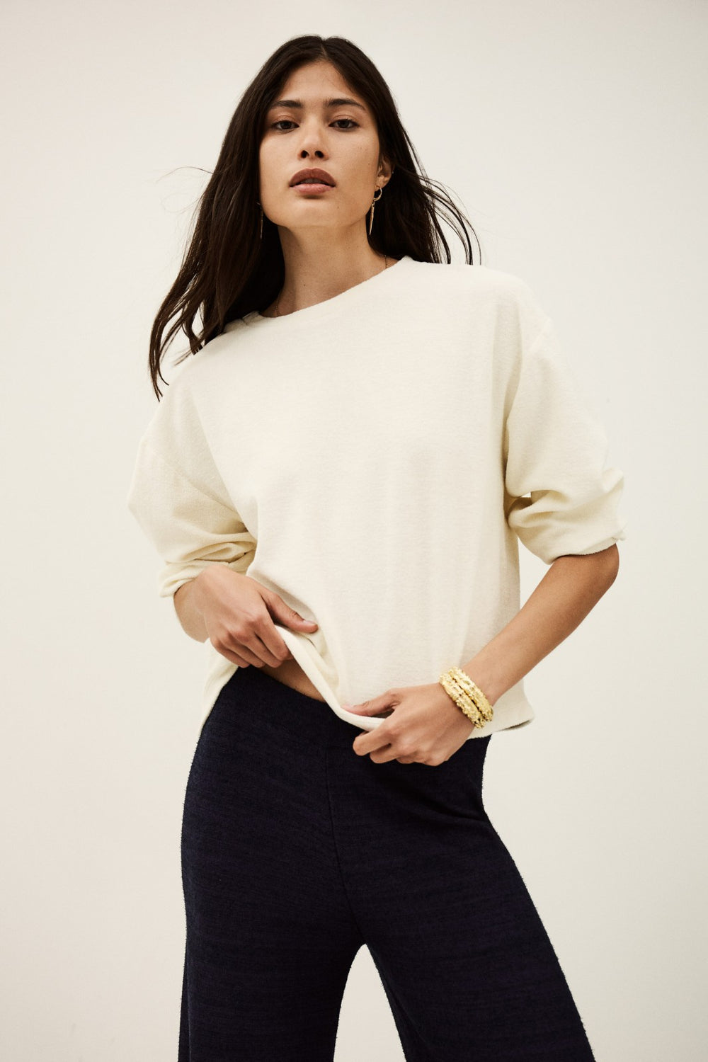 Three-Quarter Sleeve Top Foley Ecru
