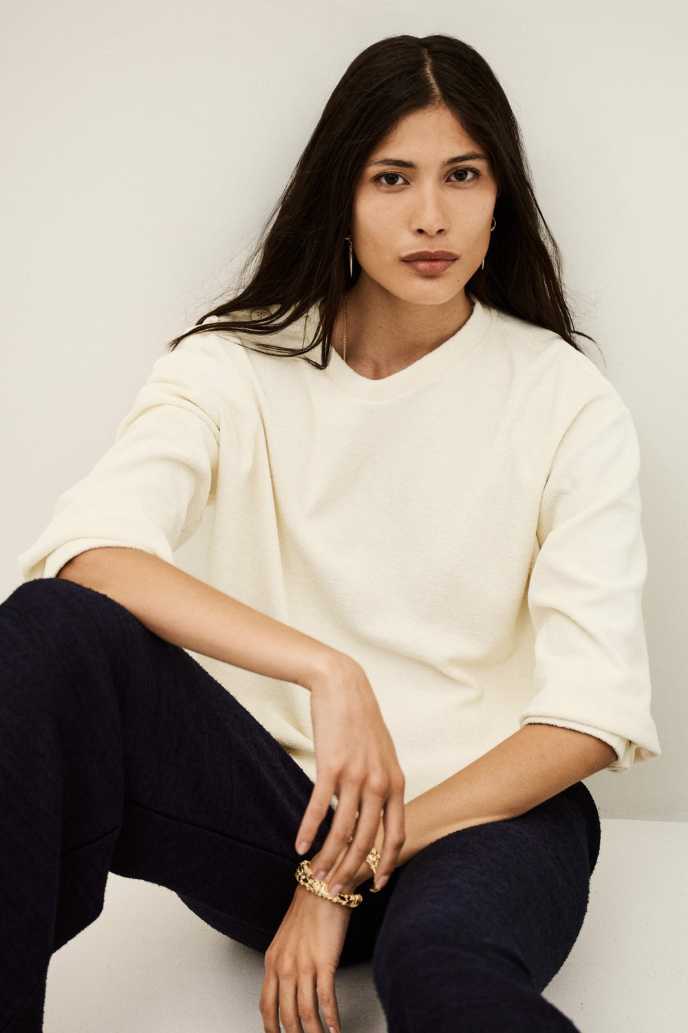 Three-Quarter Sleeve Top Foley Ecru
