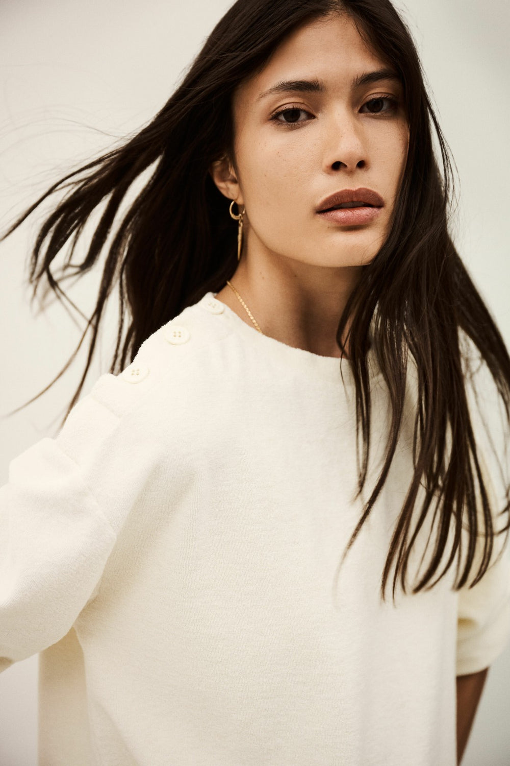 Three-Quarter Sleeve Top Foley Ecru