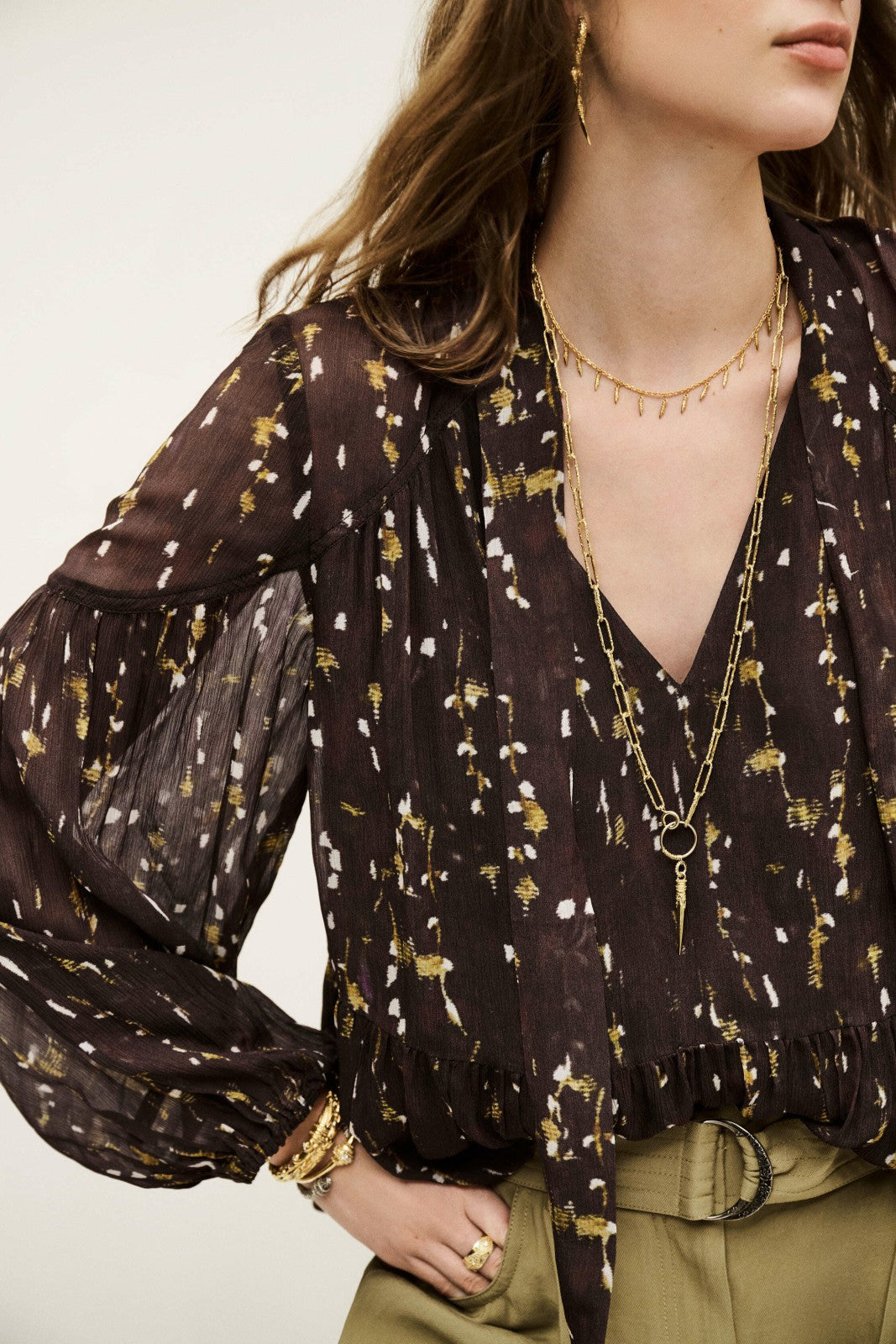 Long-Sleeved Blouse Blouse Chocolat