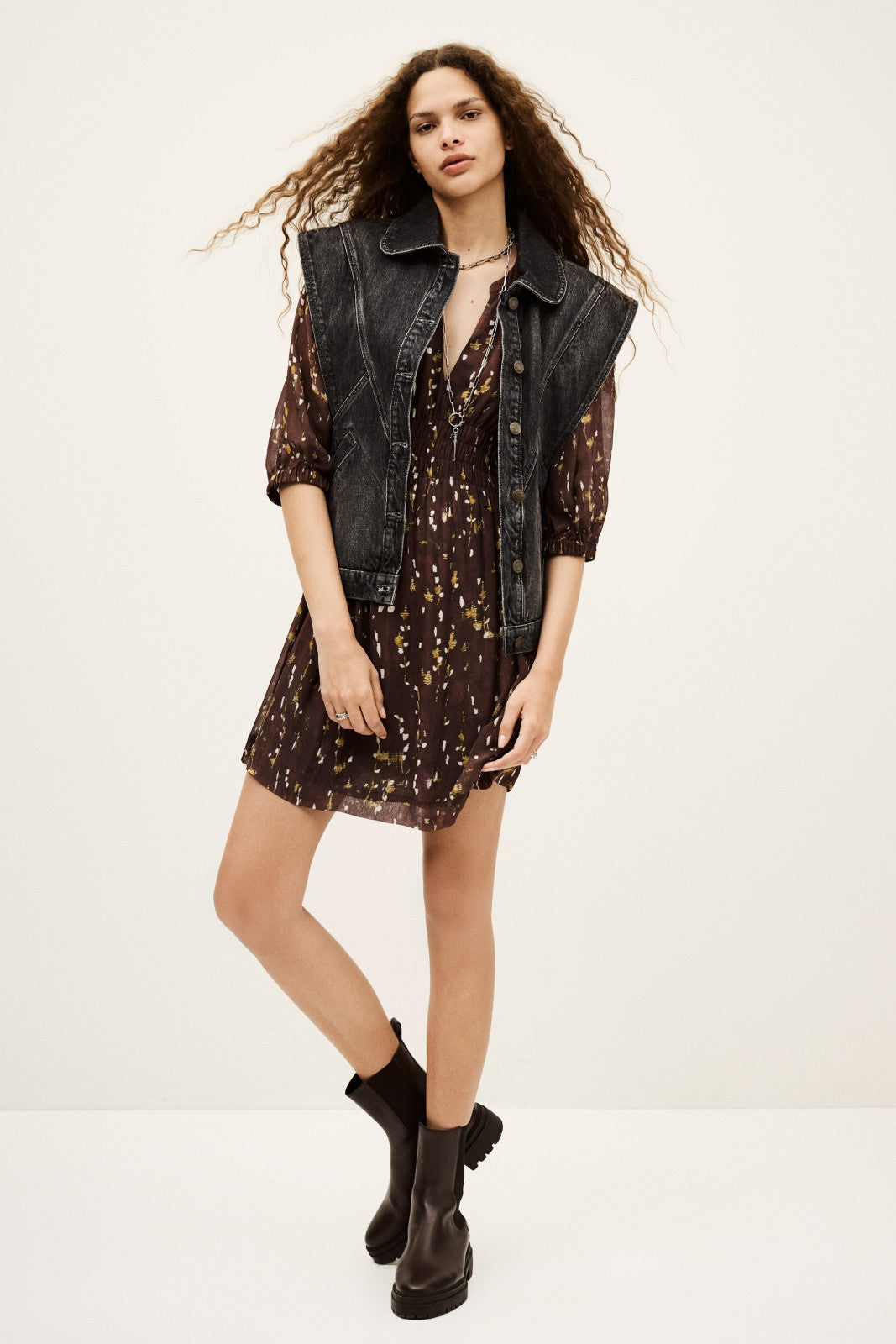 Short Printed Dress Kanissa Chocolat