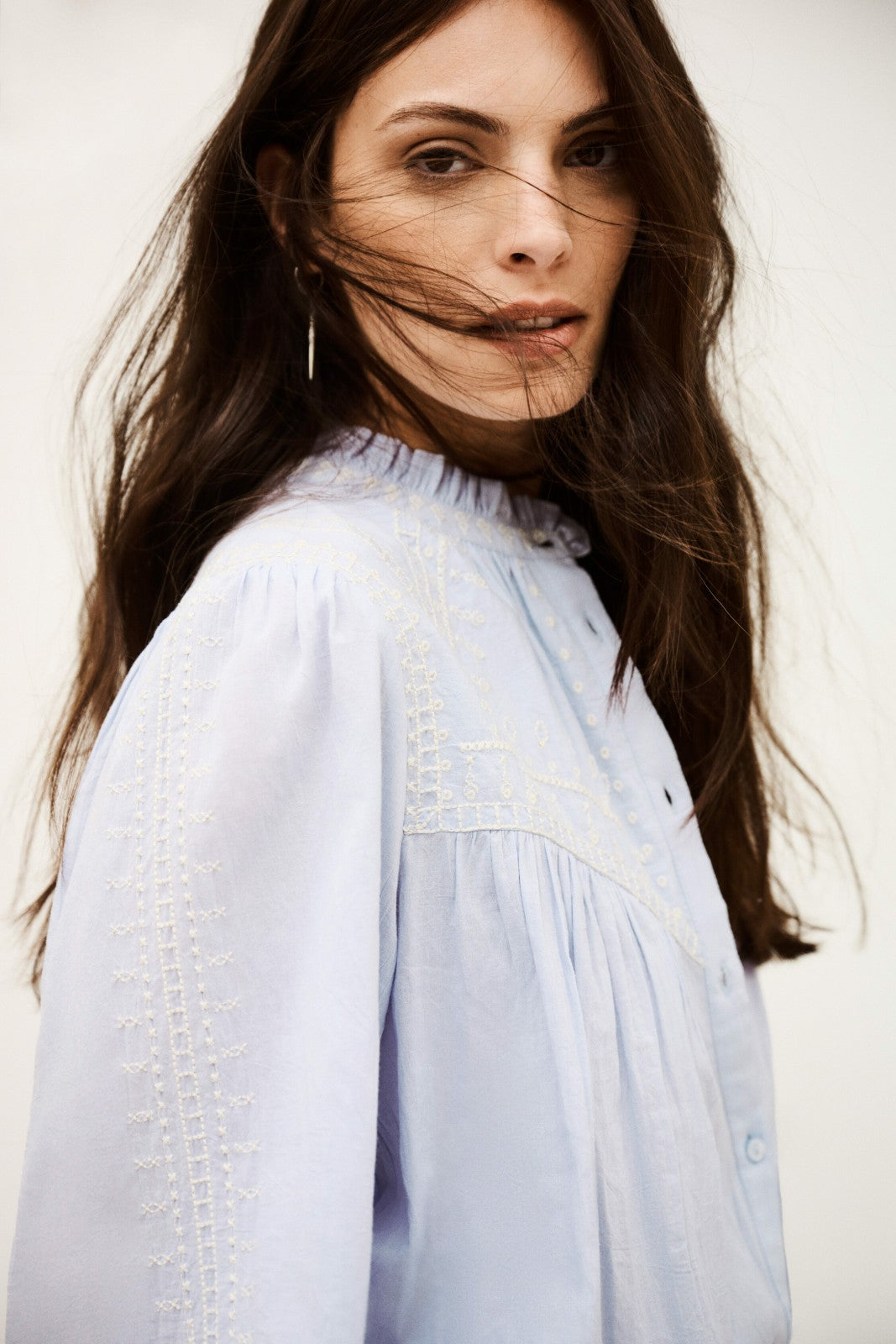 Embroidered Boho Shirt Jaky Blue