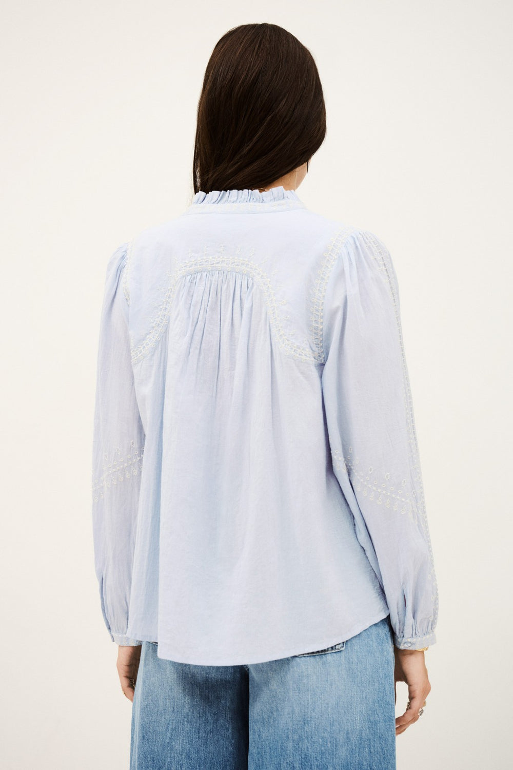 Embroidered Boho Shirt Jaky Blue