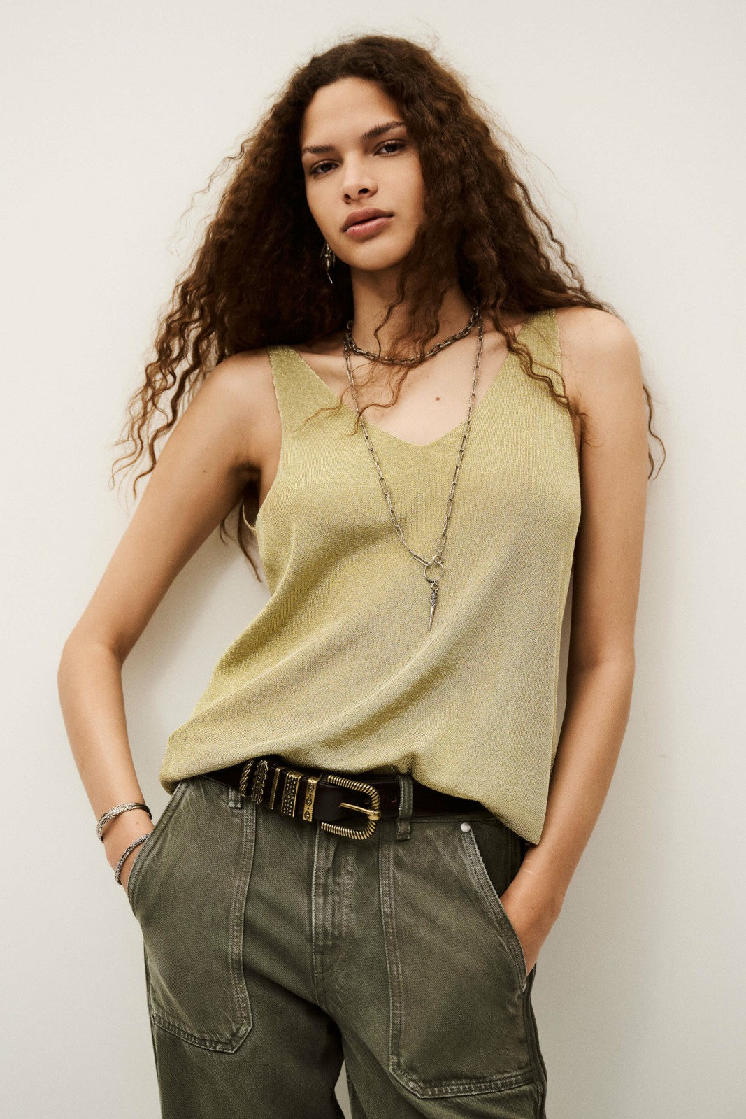 Openwork Knit Tank Top Zuani Gold