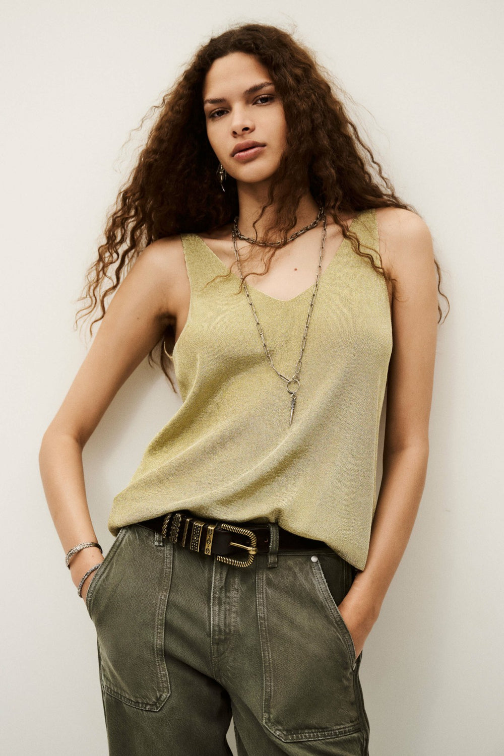 Openwork Knit Tank Top Zuani Gold