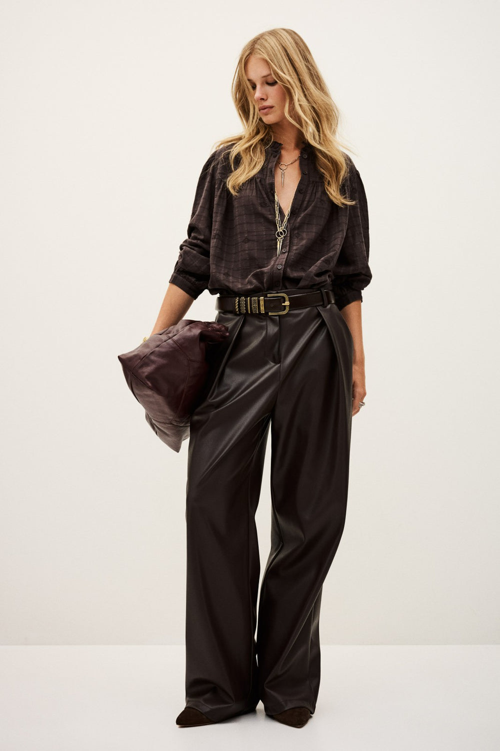 Embroidered Blouse Blouse Chocolat