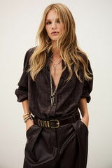 Embroidered Blouse Blouse Chocolat