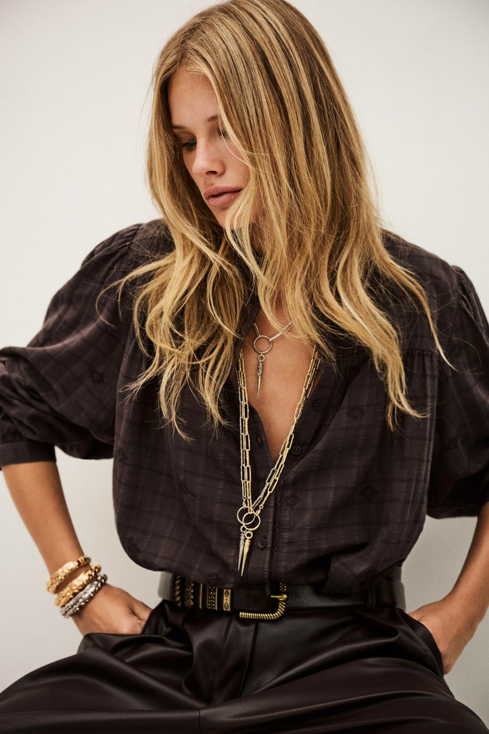 Embroidered Blouse Blouse Chocolat