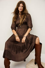 Short Gathered Dress Cleli Chocolat