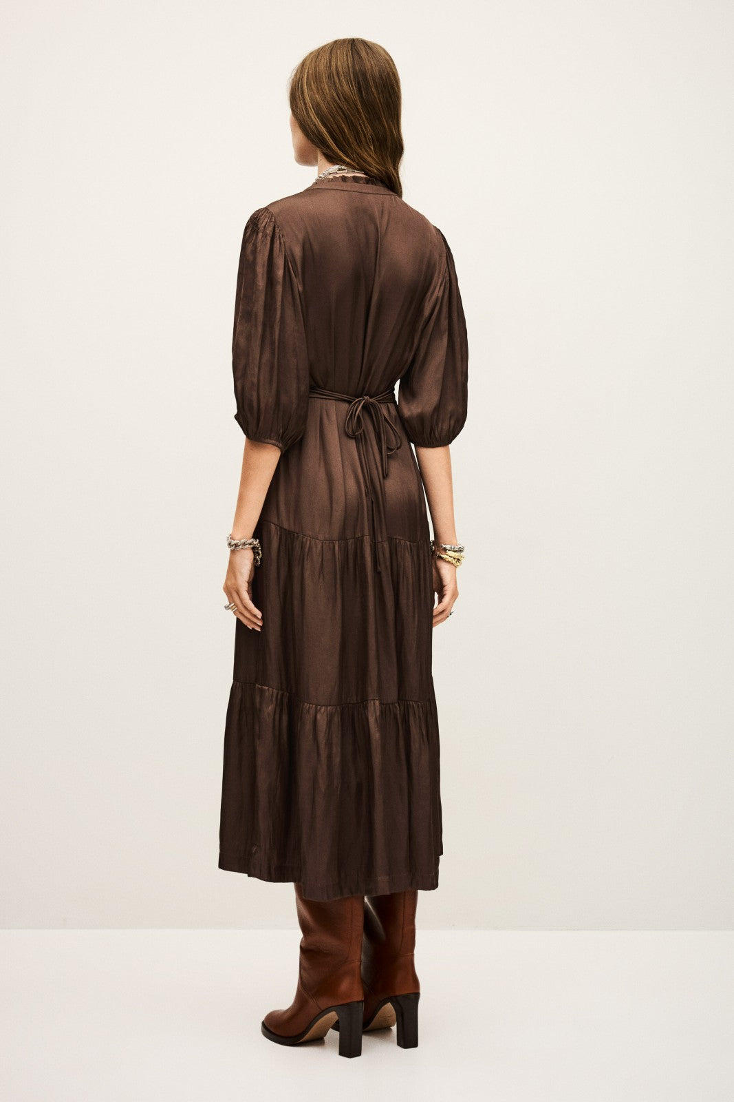 Short Gathered Dress Cleli Chocolat
