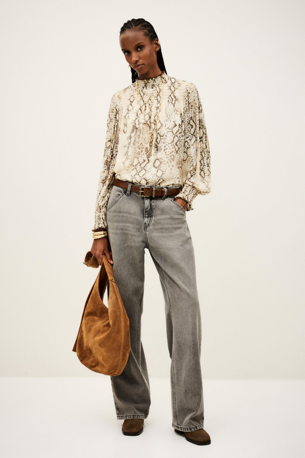 High Neck Blouse Shamy Ecru