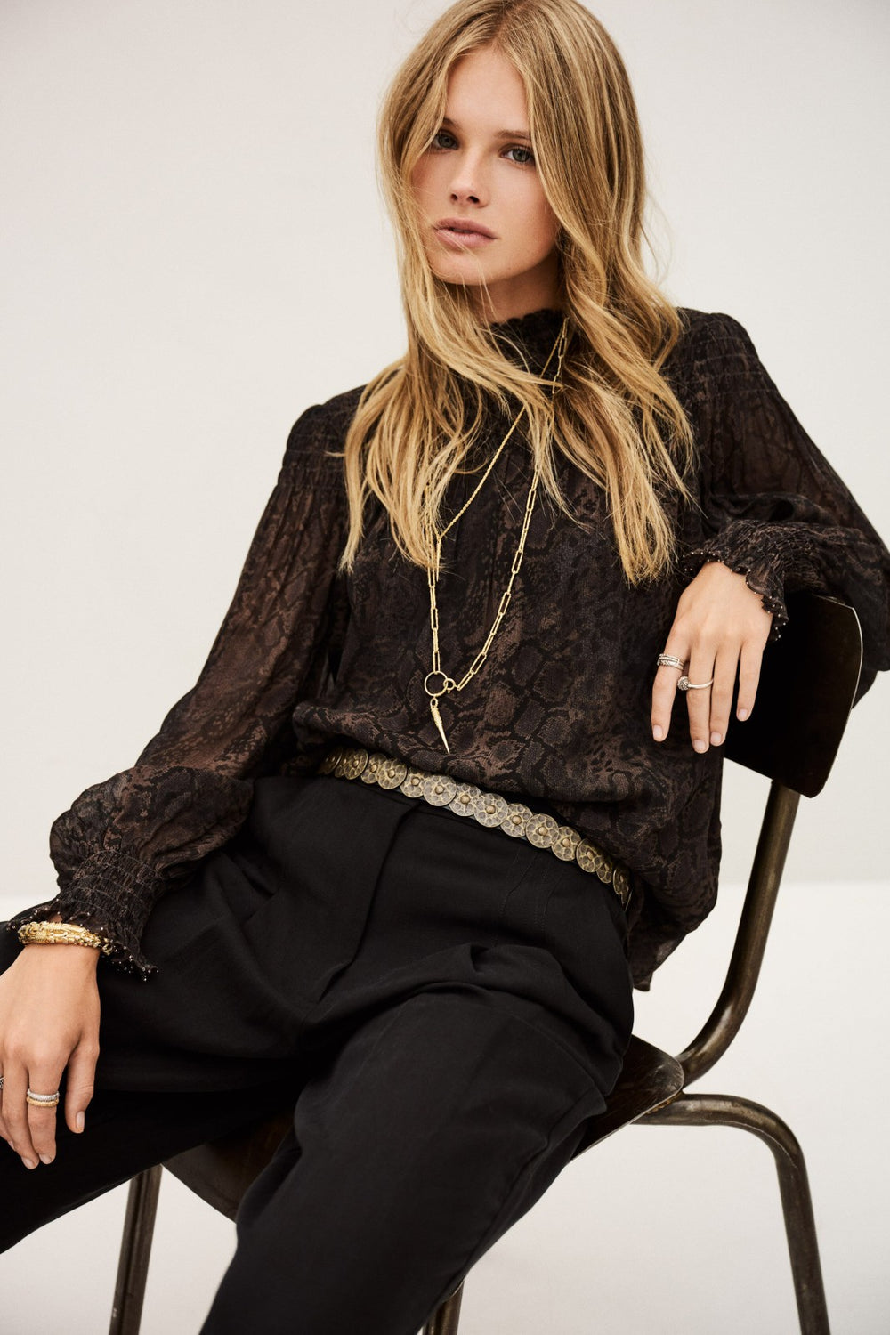 High Neck Blouse Shamy Marron