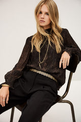 High Neck Blouse Shamy Marron