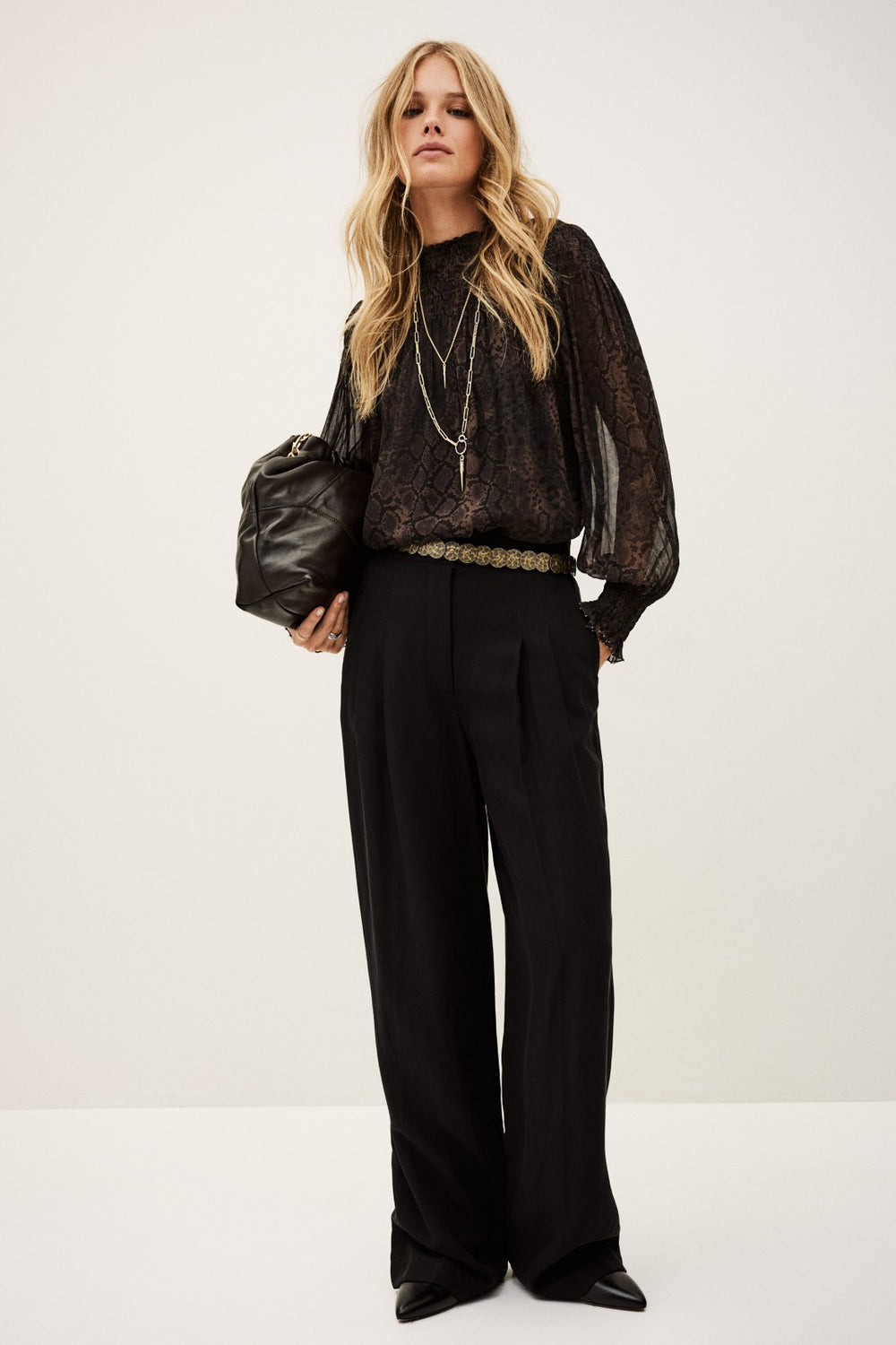 High Neck Blouse Shamy Marron