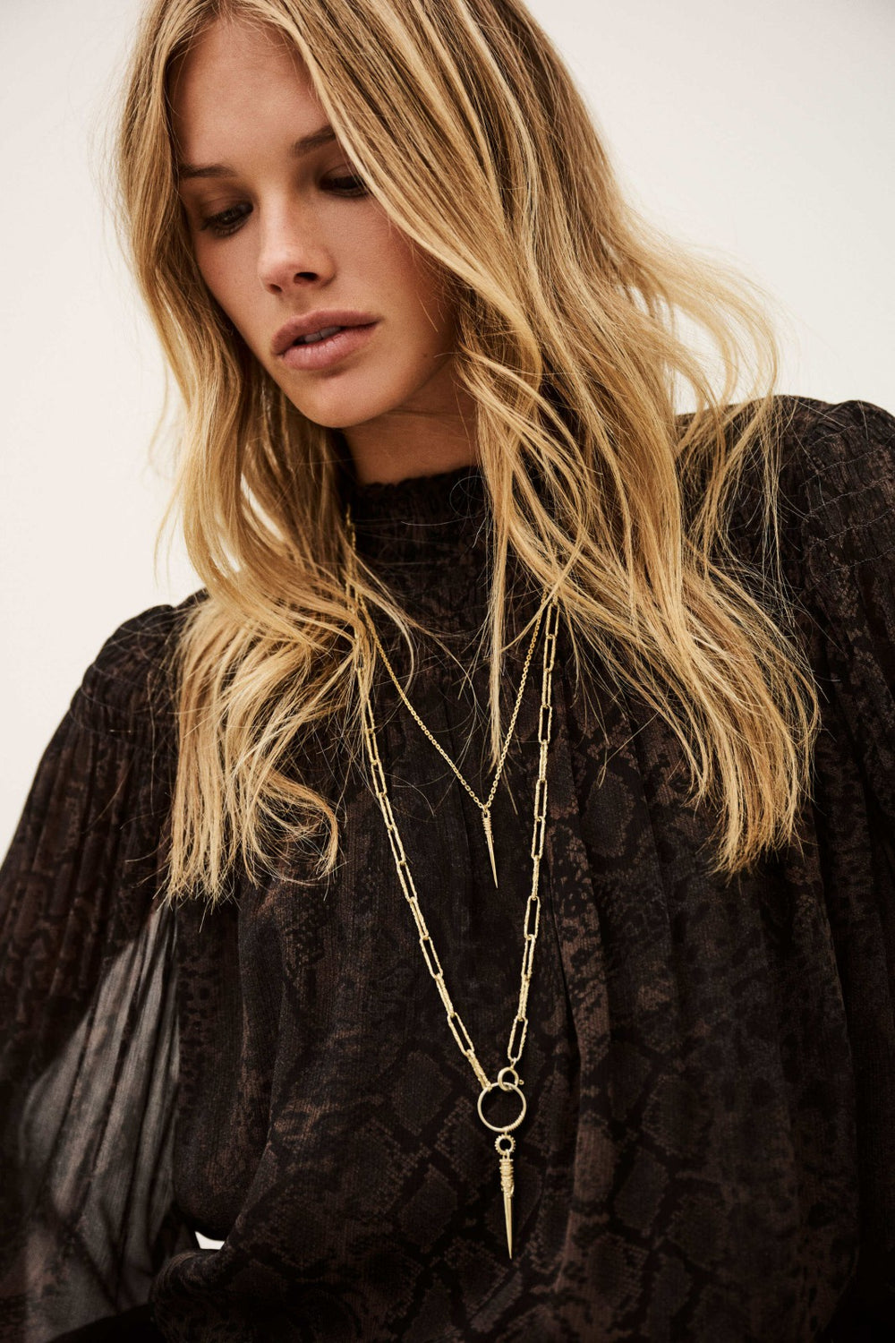 High Neck Blouse Shamy Marron